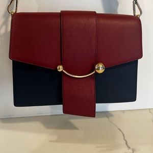 Strathberry Crescent Shoulder burgundy navy